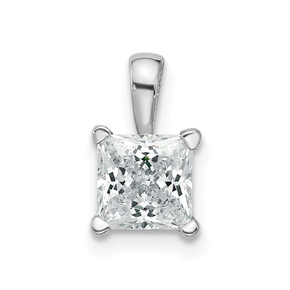 14k White Gold 14k White Gold 1 carat Certified Lab Grown Diamond VS+ F+ Princess Complete Four Prong Pendant