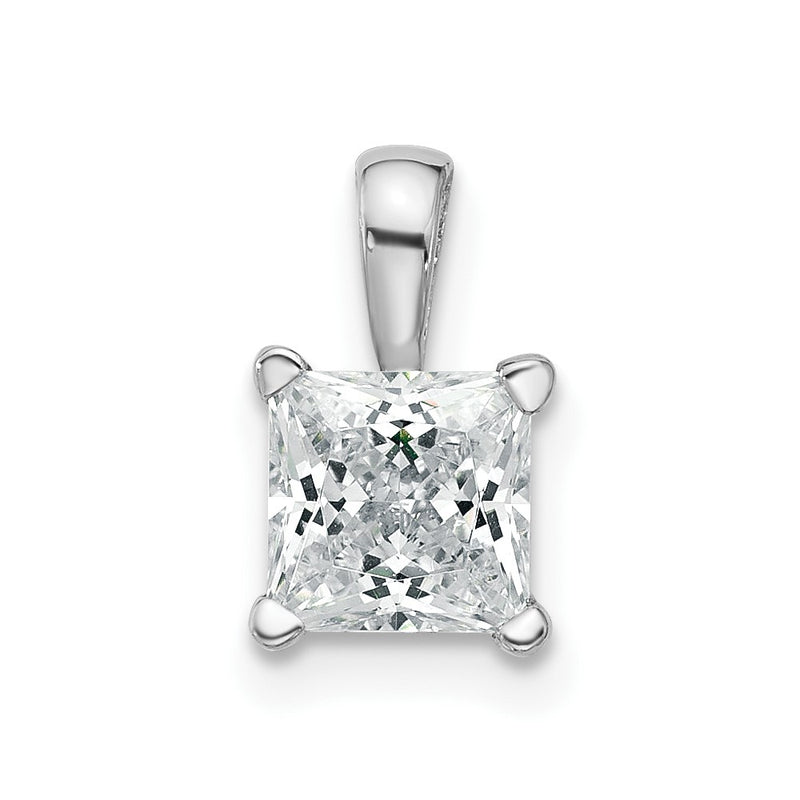 14k White Gold 14k White Gold 1 carat Certified Lab Grown Diamond VS+ F+ Princess Complete Four Prong Pendant