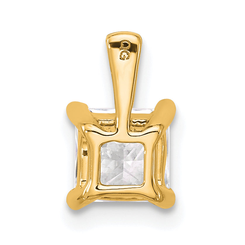 14k Yellow Gold 1 Ct. Lab Grown Diamond VS/SI+ G+ Princess Four Prong Pendant