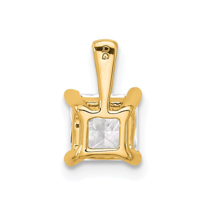 14K Yellow Gold 1 Carat Lab Grown Diamond Vs+ F+ Princess Complete Four Prong Pendant