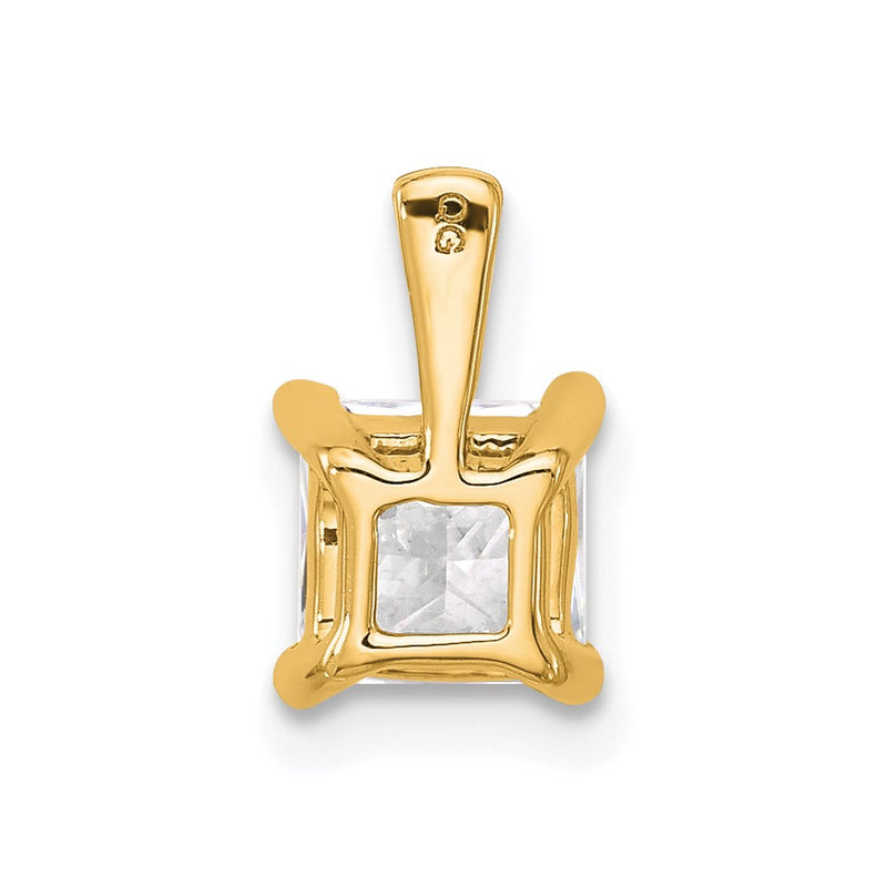 14K Yellow Gold 1 Carat Lab Grown Diamond Vs+ F+ Princess Complete Four Prong Pendant