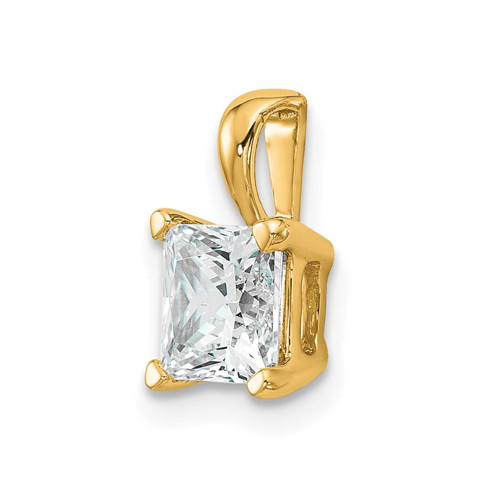 14k Yellow Gold 1 Ct. Certified Lab Grown Diamond VS/SI+ G+ Princess Complete Four Prong Pendant