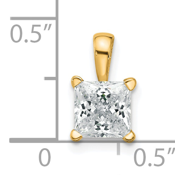 14k Yellow Gold 1 Ct. Lab Grown Diamond VS/SI+ G+ Princess Four Prong Pendant
