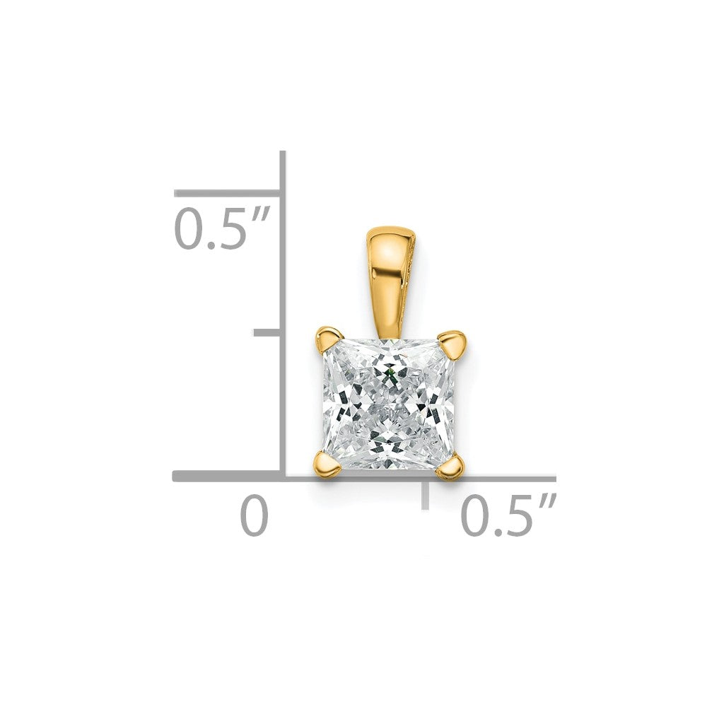 14k Yellow Gold 1 Ct. Lab Grown Diamond VS/SI+ G+ Princess Four Prong Pendant