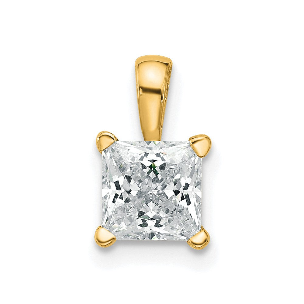 14k Yellow Gold 1 Ct. Lab Grown Diamond VS/SI+ G+ Princess Four Prong Pendant