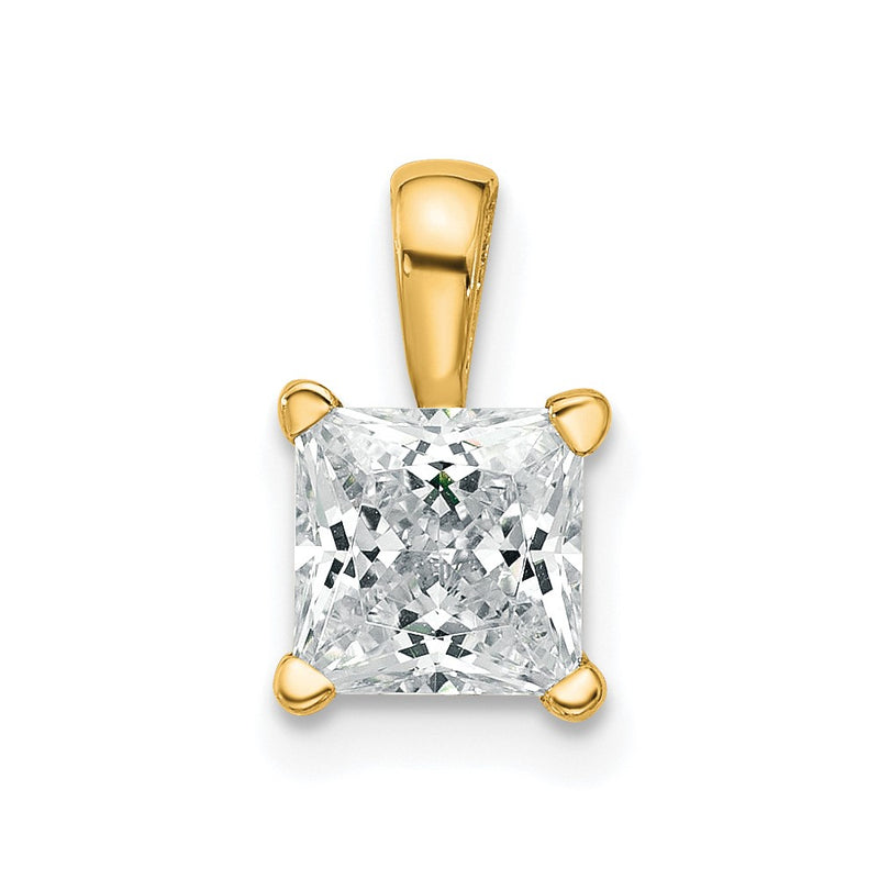 14k Yellow Gold 1 Ct. Lab Grown Diamond VS/SI+ G+ Princess Four Prong Pendant