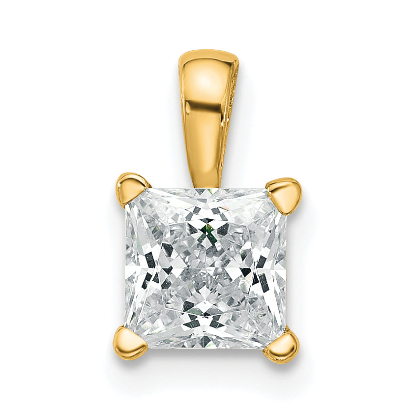 14k Yellow Gold 1 Ct. Lab Grown Diamond VS/SI+ G+ Princess Four Prong Pendant