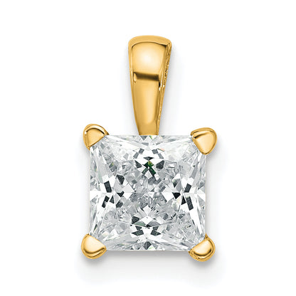 14k Yellow Gold 1 Ct. Lab Grown Diamond VS/SI+ G+ Princess Four Prong Pendant