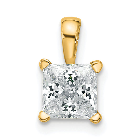 14k Yellow Gold 1 Ct. Lab Grown Diamond VS/SI+ G+ Princess Four Prong Pendant