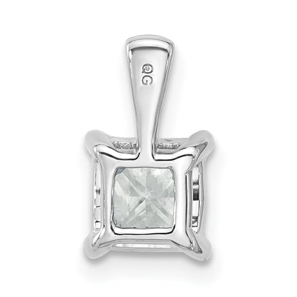 14K White Gold 1 1/2 Carat Lab Grown Diamond Vs+ F+ Princess Complete Four Prong Pendant