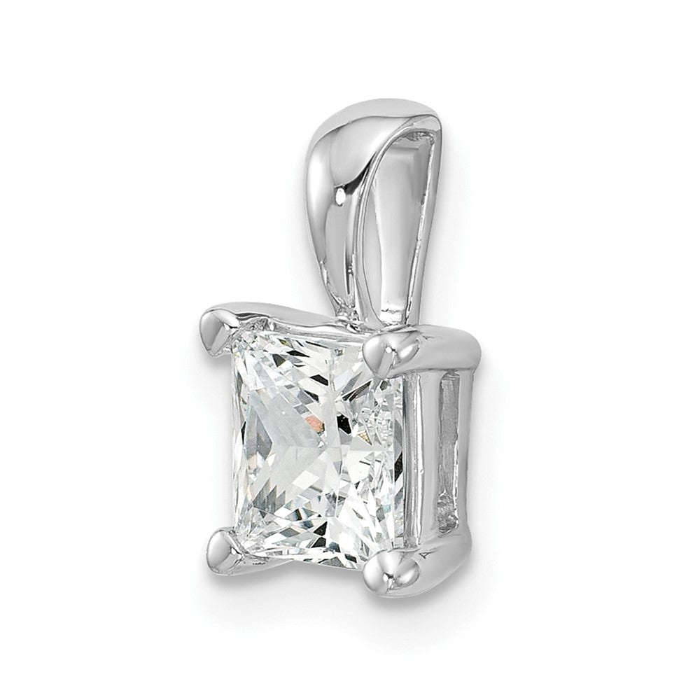 14K White Gold 1 1/2 Carat Certified Lab Grown Diamond Vs+ F+ Princess Complete Four Prong Pendant