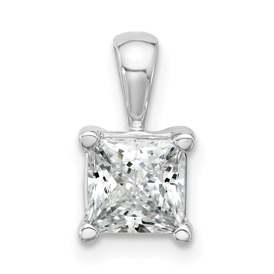 14k White Gold 1 1/2 Ct. Certified Lab Grown Diamond VS/SI+ G+ Princess Four Prong Pendant