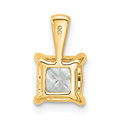 14K Yellow Gold 1 1/2 Carat Certified Lab Grown Diamond Vs+ F+ Princess Complete Four Prong Pendant