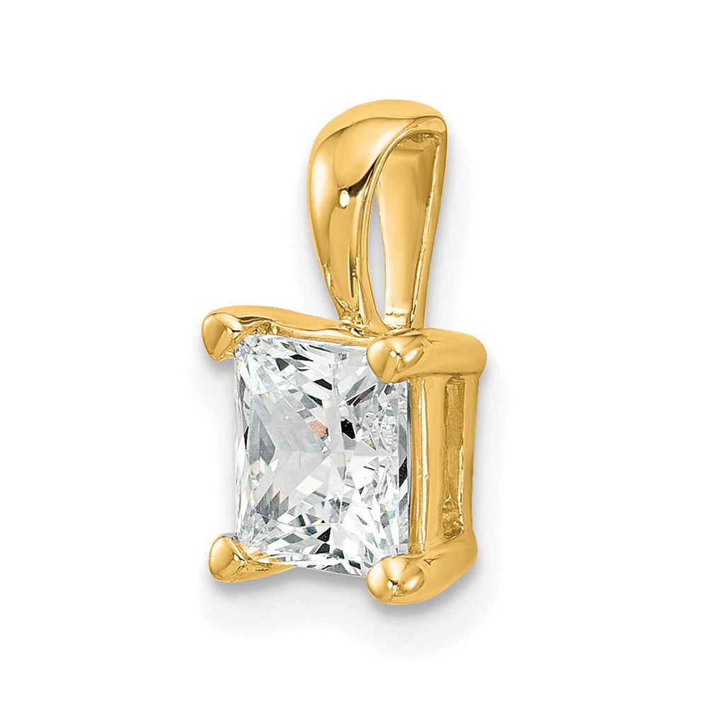 14k Yellow Gold 1 1/2 Ct. Lab Grown Diamond VS/SI+ G+ Princess Complete Four Prong Pendant
