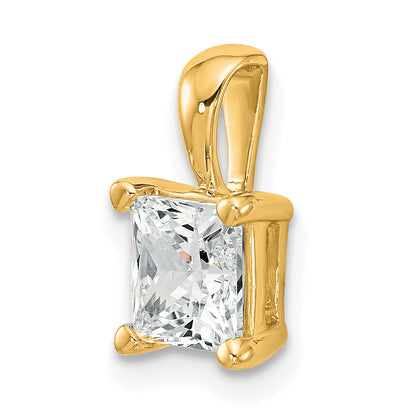 14K Yellow Gold 1 1/2 Carat Certified Lab Grown Diamond Vs+ F+ Princess Complete Four Prong Pendant