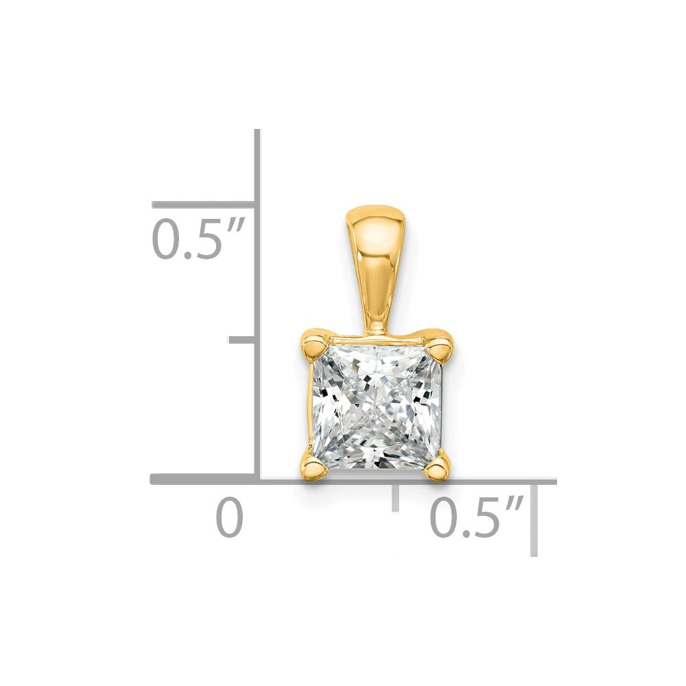 14k Yellow Gold 1 1/2 Ct. Certified Lab Grown Diamond VS/SI+ G+ Princess Four Prong Pendant
