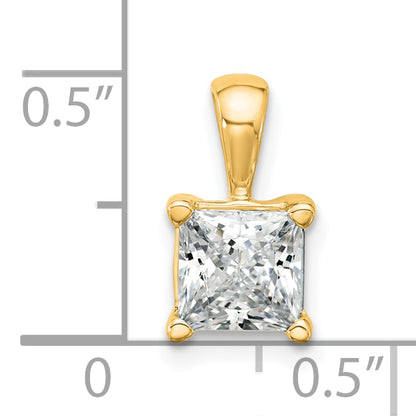 14K Yellow Gold 1 1/2 Carat Certified Lab Grown Diamond Vs+ F+ Princess Complete Four Prong Pendant