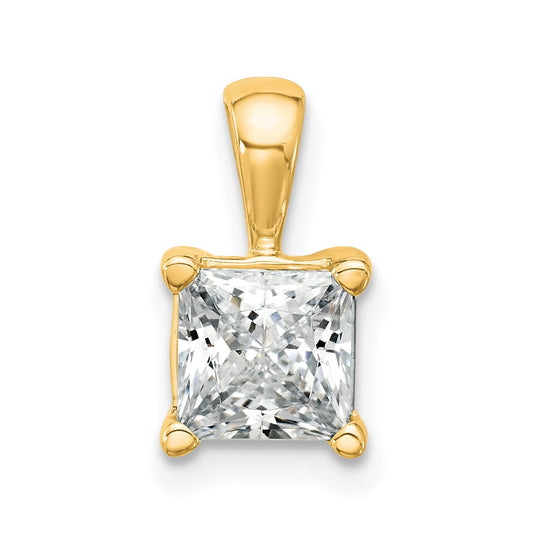 14k Yellow Gold 1 1/2 Ct. Lab Grown Diamond VS/SI+ G+ Princess Complete Four Prong Pendant