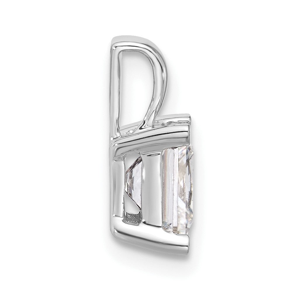 14K White Gold 2 Carat Lab Grown Diamond Vs+ F+ Princess Complete Four Prong Pendant