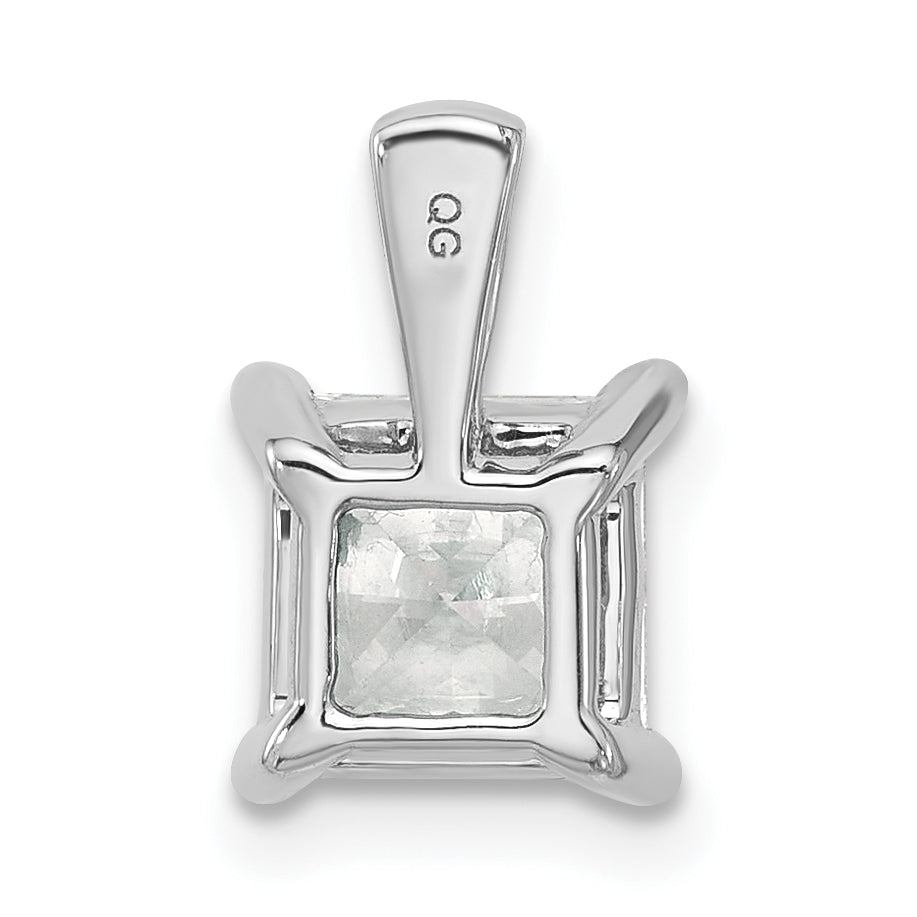 14K White Gold 2 Carat Lab Grown Diamond Vs+ F+ Princess Complete Four Prong Pendant