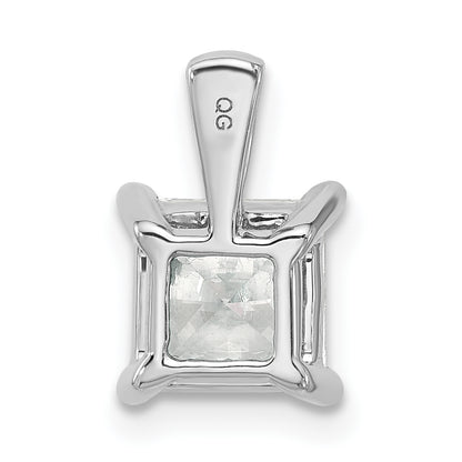 14K White Gold 2 Carat Lab Grown Diamond Vs+ F+ Princess Complete Four Prong Pendant