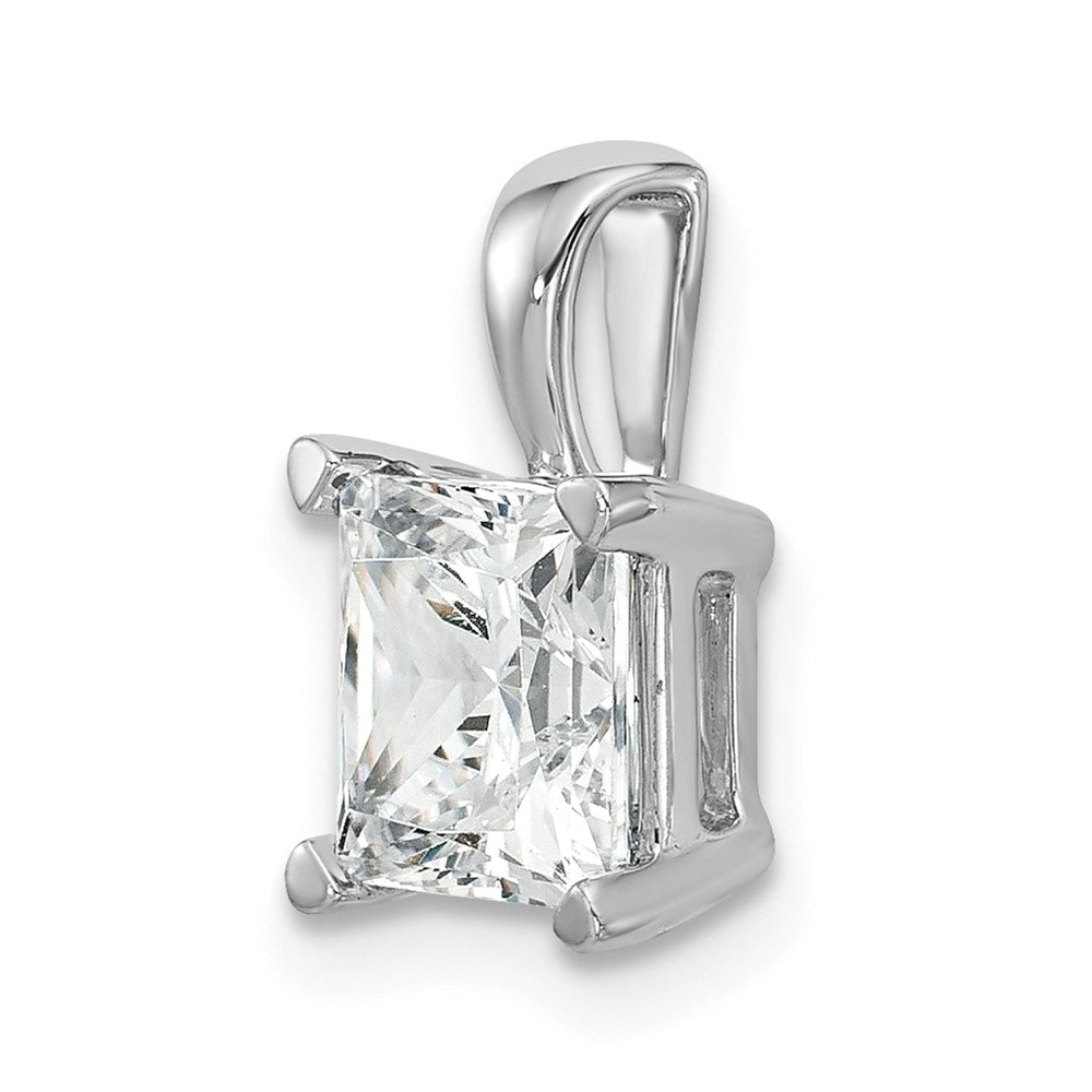 14K White Gold 2 Carat Lab Grown Diamond Vs+ F+ Princess Complete Four Prong Pendant