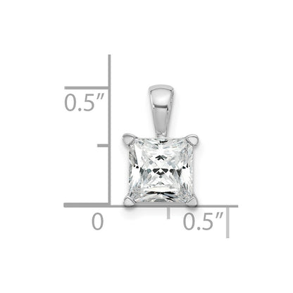 14K White Gold 2 Carat Certified Lab Grown Diamond Vs+ F+ Princess Complete Four Prong Pendant