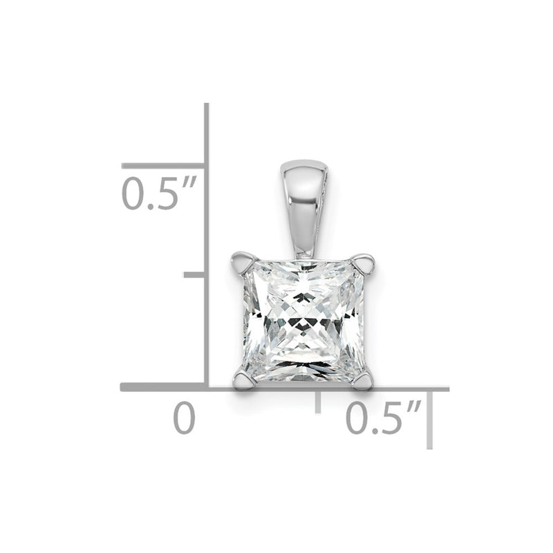 14K White Gold 2 Carat Certified Lab Grown Diamond Vs+ F+ Princess Complete Four Prong Pendant