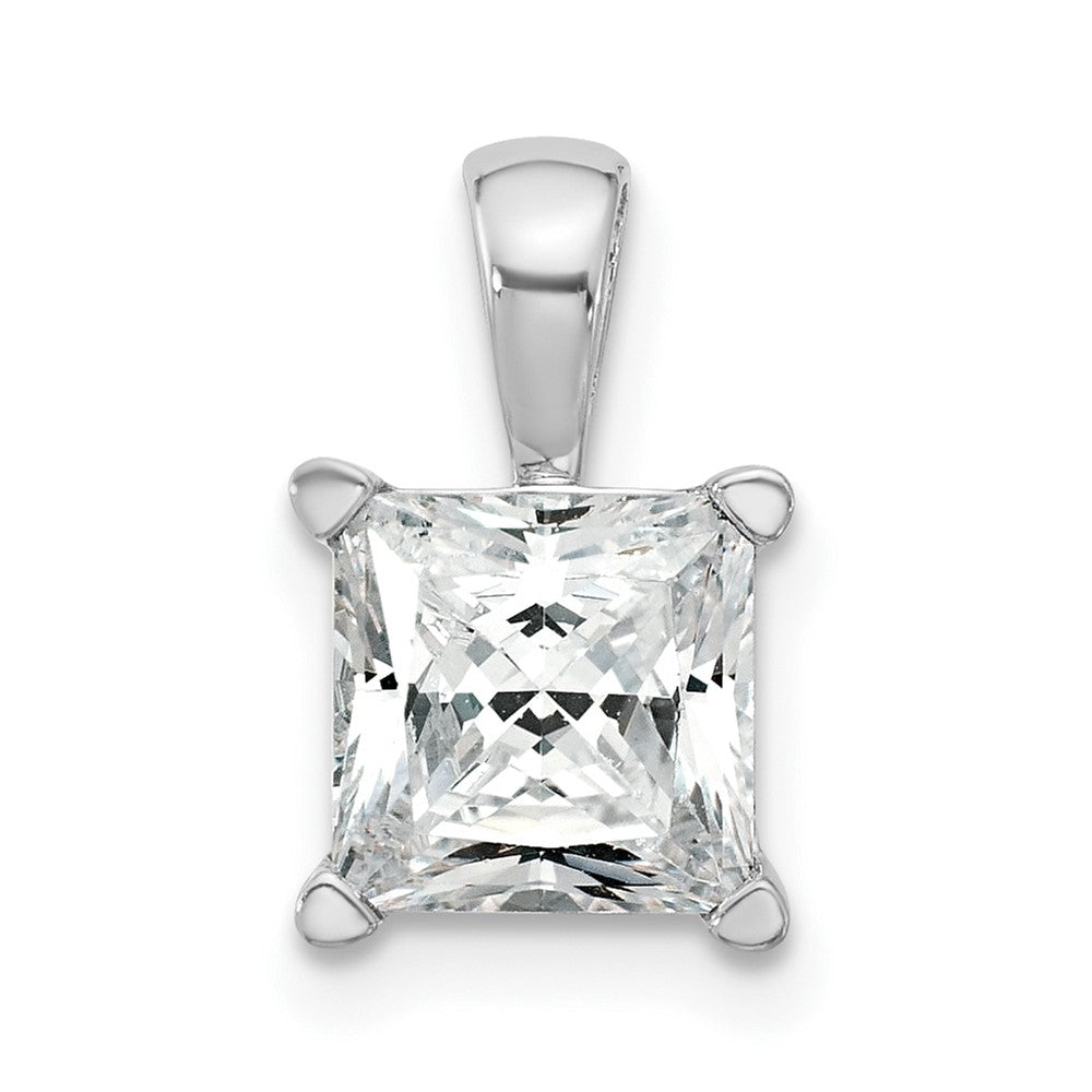 14K White Gold 2 Carat Certified Lab Grown Diamond Vs+ F+ Princess Complete Four Prong Pendant