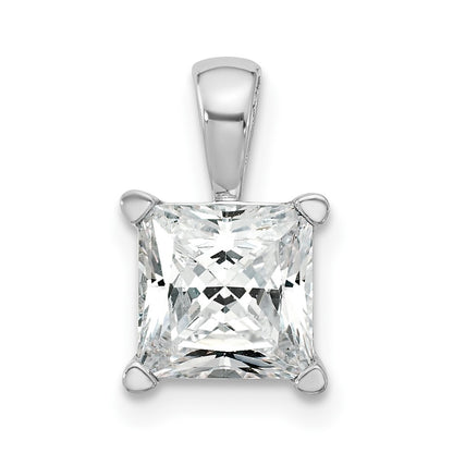 14K White Gold 2 Carat Certified Lab Grown Diamond Vs+ F+ Princess Complete Four Prong Pendant