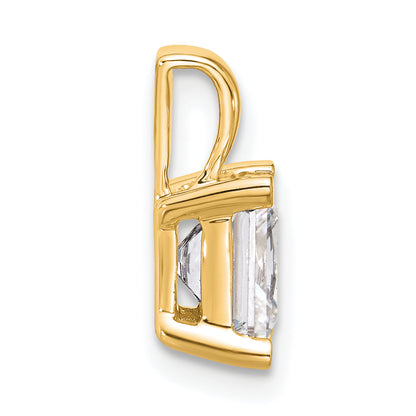 14K Yellow Gold 2 Carat Lab Grown Diamond Vs+ F+ Princess Complete Four Prong Pendant