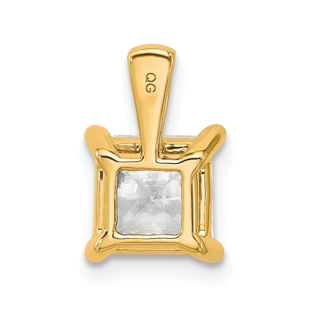 14K Yellow Gold 2 Carat Certified Lab Grown Diamond Vs/Si+ G+ Princess Complete Four Prong Pendant