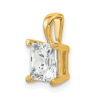 14K Yellow Gold 2 Carat Certified Lab Grown Diamond Vs/Si+ G+ Princess Complete Four Prong Pendant