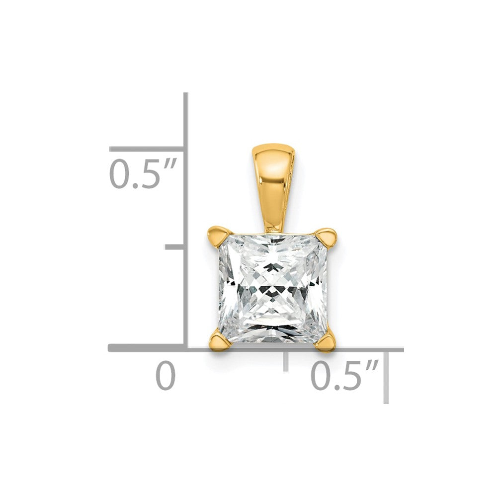 14K Yellow Gold 2 Carat Certified Lab Grown Diamond Vs/Si+ G+ Princess Complete Four Prong Pendant
