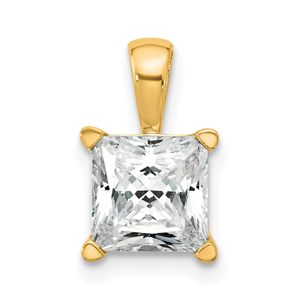 14K Yellow Gold 2 Carat Certified Lab Grown Diamond Vs/Si+ G+ Princess Complete Four Prong Pendant