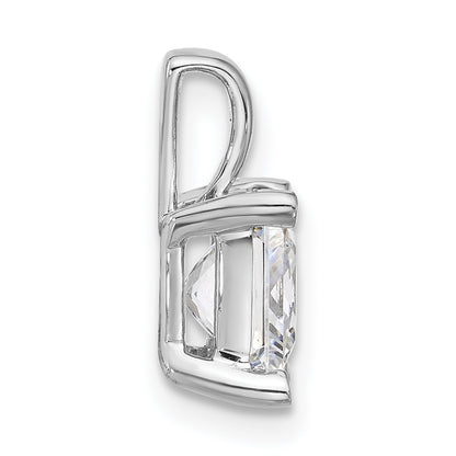 14K White Gold 2 1/2 Carat Lab Grown Diamond Vs+ F+ Princess Complete Four Prong Pendant