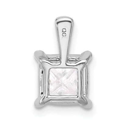 14k White Gold 2 1/2 Ct. Lab Grown Diamond VS/SI+ G+ Princess Complete Four Prong Pendant