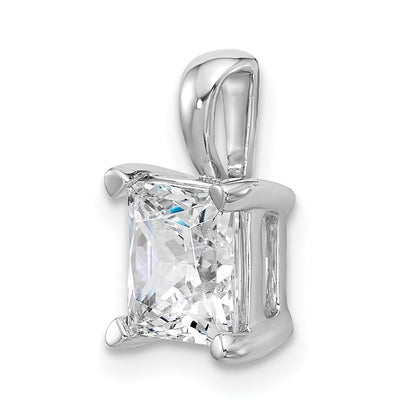 14k White Gold 2 1/2 Ct. Lab Grown Diamond VS/SI+ G+ Princess Complete Four Prong Pendant