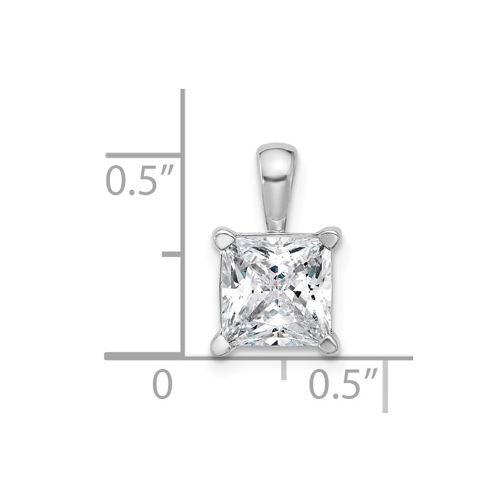 14k White Gold 2 1/2 Ct. Certified Lab Grown Diamond VS/SI+ G+ Princess Four Prong Pendant