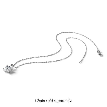 14K White Gold 2 Carat Certified Lab Grown Diamond Vs+ F+ Princess Complete Four Prong Pendant