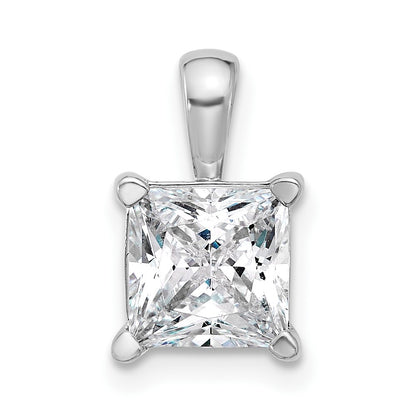 14k White Gold 2 1/2 Ct. Lab Grown Diamond VS/SI+ G+ Princess Complete Four Prong Pendant