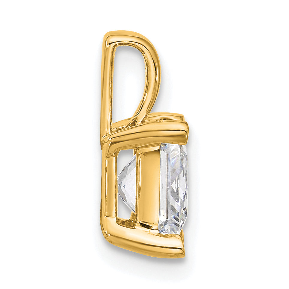 14K Yellow Gold 2 1/2 Carat Certified Lab Grown Diamond Vs+ F+ Princess Complete Four Prong Pendant