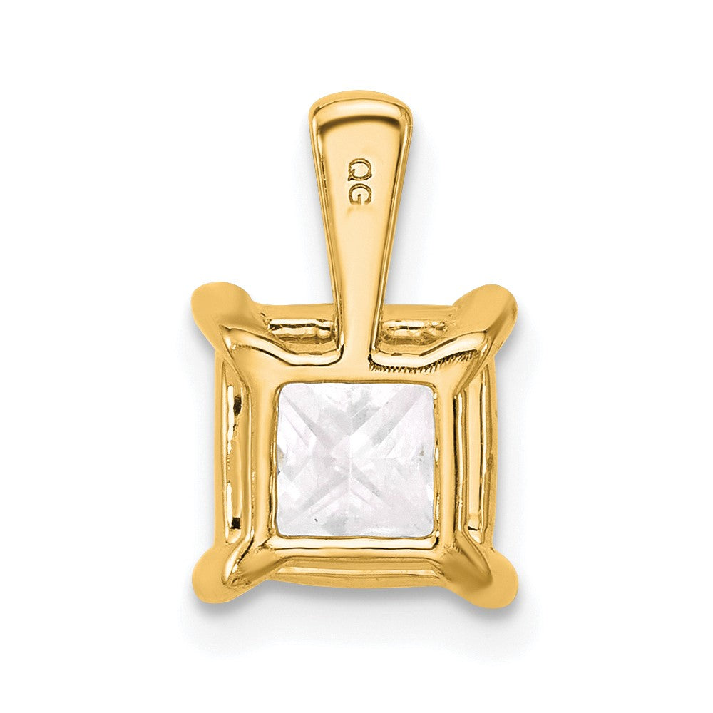 14k Yellow Gold 14k 2 1/2 carat Lab Grown Diamond VS+ F+ Princess Complete Four Prong Pendant