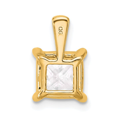 14k Yellow Gold 14k 2 1/2 carat Lab Grown Diamond VS+ F+ Princess Complete Four Prong Pendant