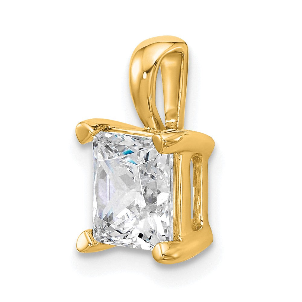 14k Yellow Gold 14k 2 1/2 carat Lab Grown Diamond VS+ F+ Princess Complete Four Prong Pendant