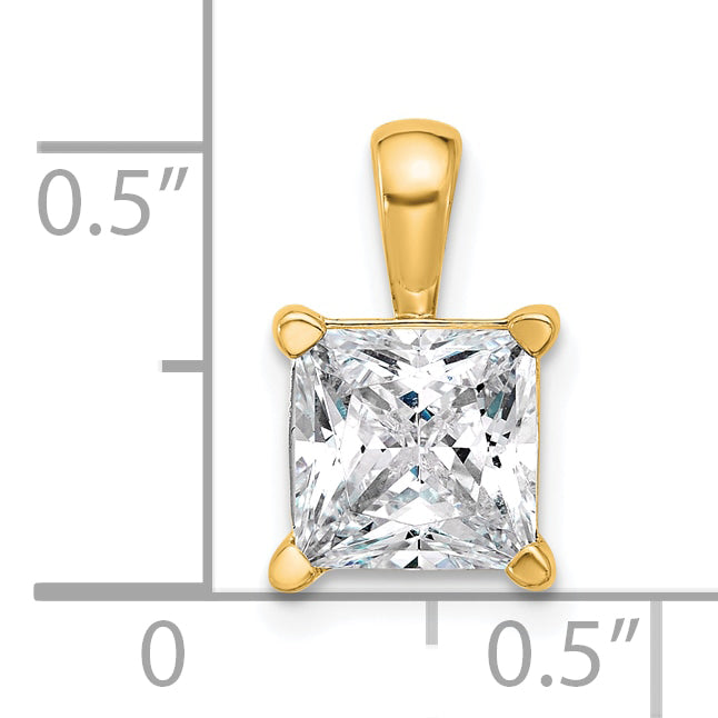 14K Yellow Gold 2 1/2 Carat Certified Lab Grown Diamond Vs+ F+ Princess Complete Four Prong Pendant
