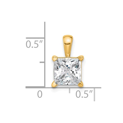 14k Yellow Gold 14k 2 1/2 carat Lab Grown Diamond VS+ F+ Princess Complete Four Prong Pendant