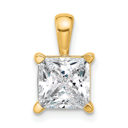 14K Yellow Gold 2 1/2 Carat Certified Lab Grown Diamond Vs+ F+ Princess Complete Four Prong Pendant