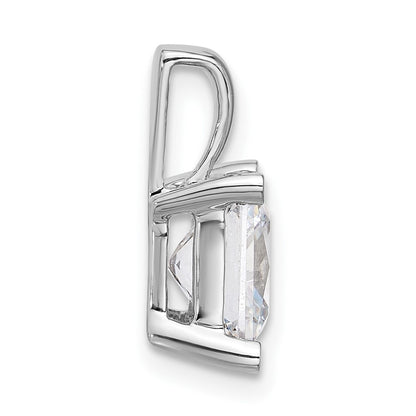 14K White Gold 3 Carat Lab Grown Diamond Vs+ F+ Princess Complete Four Prong Pendant