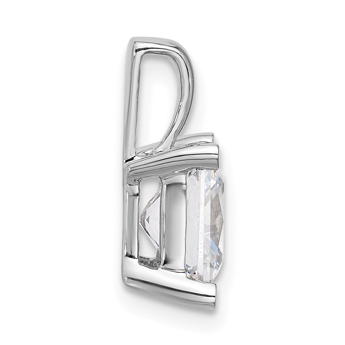 14K White Gold 3 Carat Lab Grown Diamond Vs+ F+ Princess Complete Four Prong Pendant
